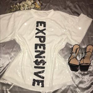 Women’s oversized mini sequin shirt dress